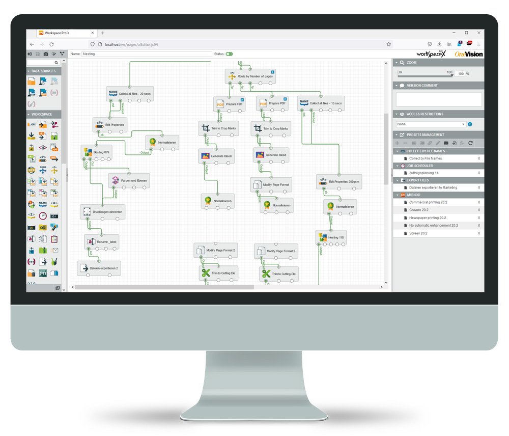 Nesting software/gang run printing user interface