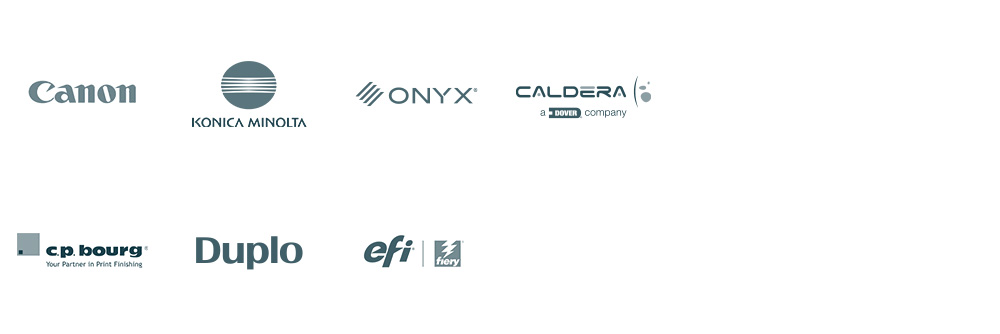 Solutions logicielles impression de livres OneVision partner: Canon, Konica Minolta, Onyx, Caldera, efi, C.P. Bourg